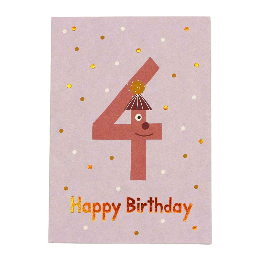 Ava & Yves - Postkarte Happy Birthday 4 - Flieder