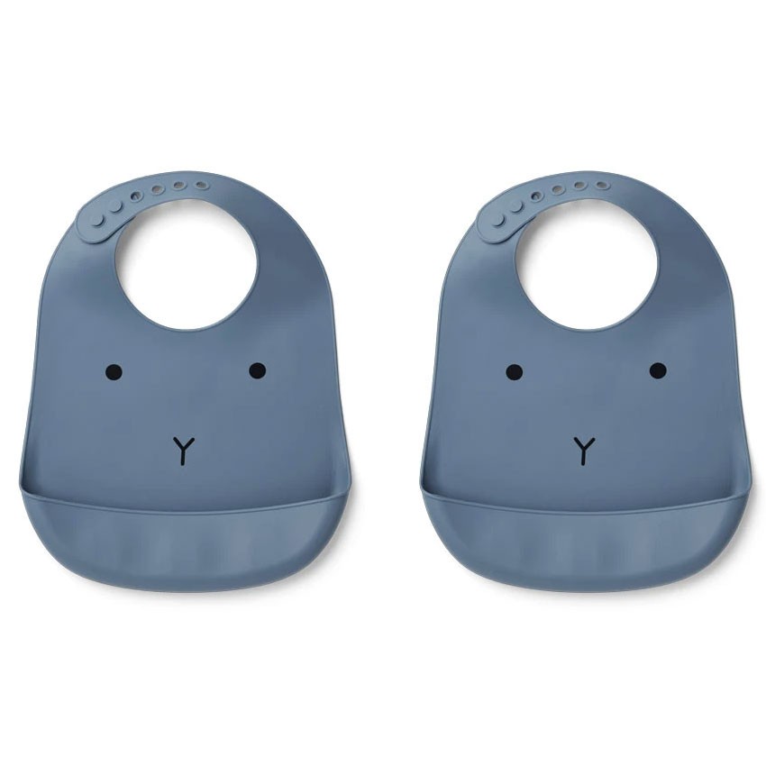 Liewood - 2er Set Babylätzchen Silikon Tilda Hase Blau