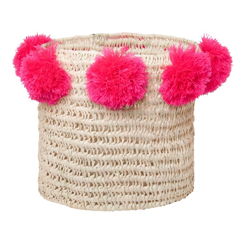 Rose in April - Korb mit Pompoms Pink
