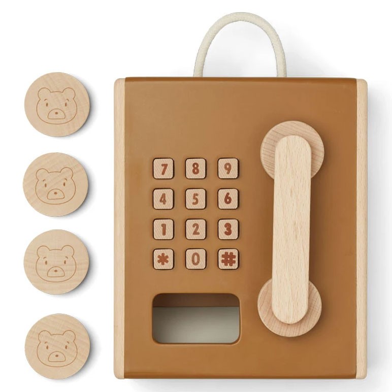 Liewood - Rufus Telefon aus Holz Golden Caramel Multi Mix