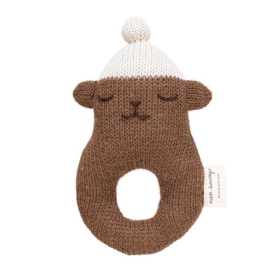 Main Sauvage - Baby rattle "Bear with hat"