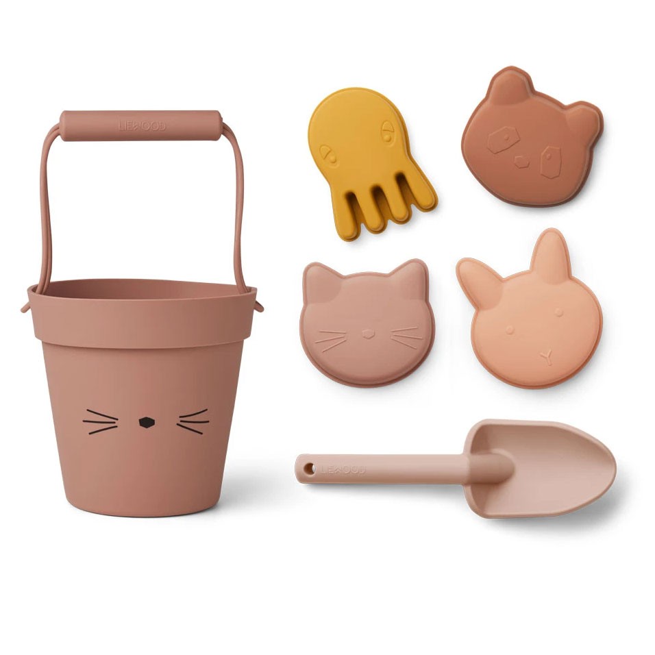 Liewood - 6-teiliges Strandspielzeug Dante Cat Dark Rose