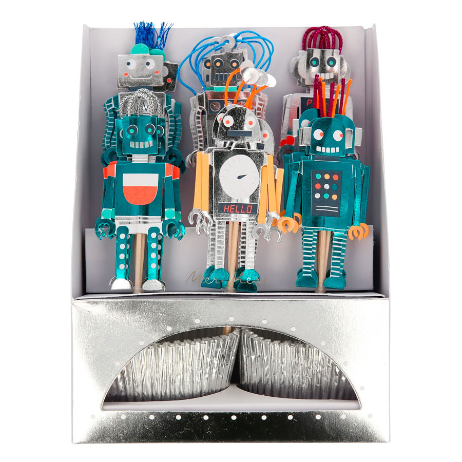 Meri Meri - Cupcake Set Roboter - 24 Stk