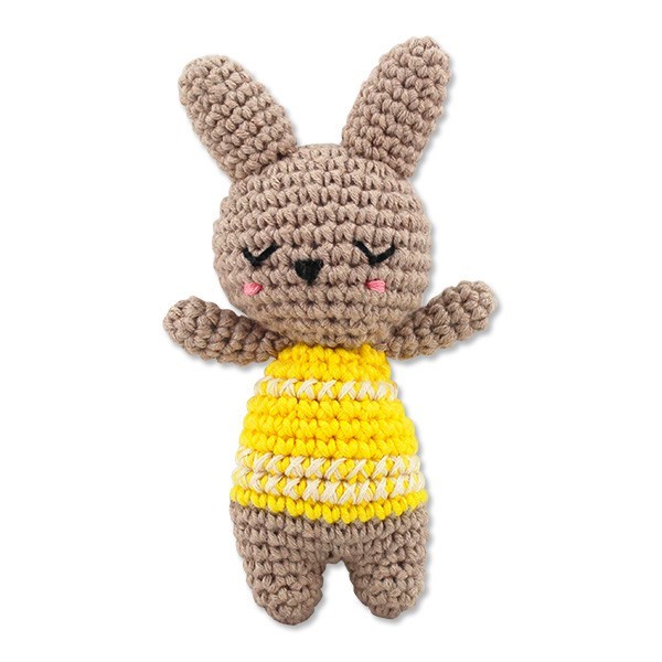 Ava & Yves - Häkelrassel "Hase" in braun für Babys