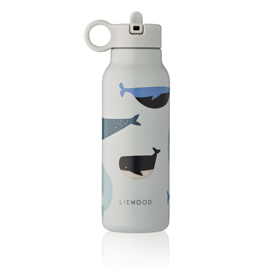 Liewood - Trinkflasche FALK Whales / Cloud Blue 350 ml