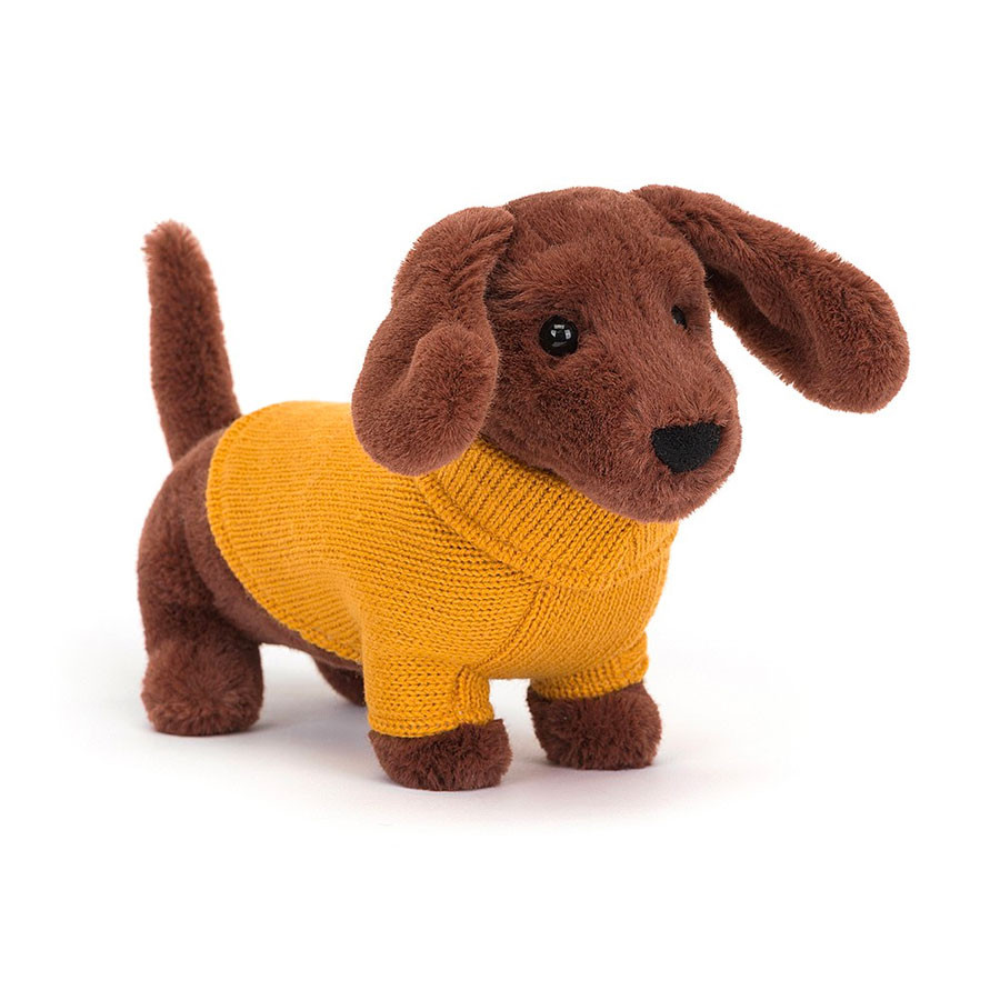Jellycat - Sweater Sausage Dog Yellow | Minicatwalk.com