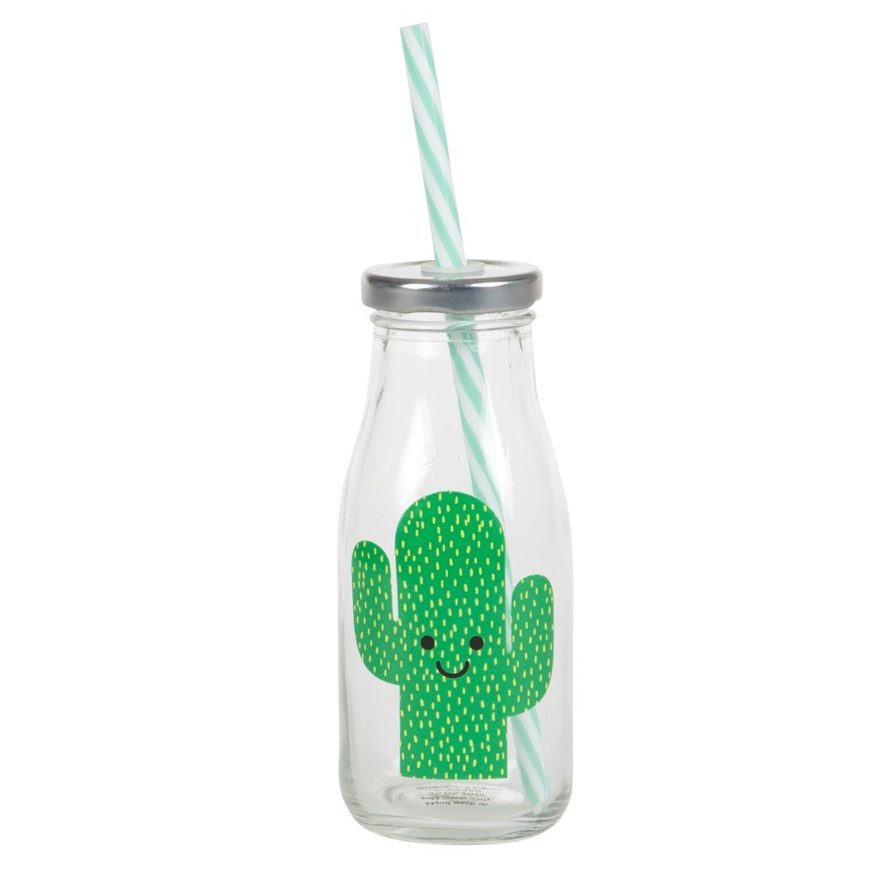 Sass & Belle - Milchflasche "Kaktus" mit Strohhalm