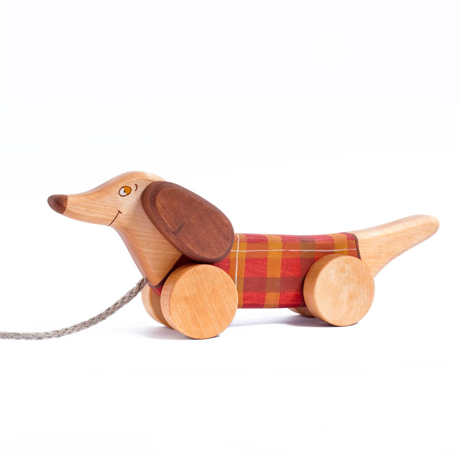 Friendly Toys - Nachziehtier Dackel - Rot