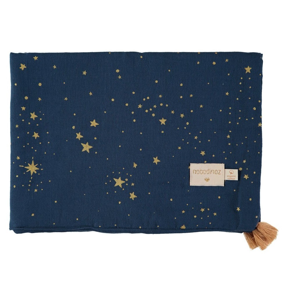 Nobodinoz - Sommerdecke "Treasure" Dunkelblau Gold