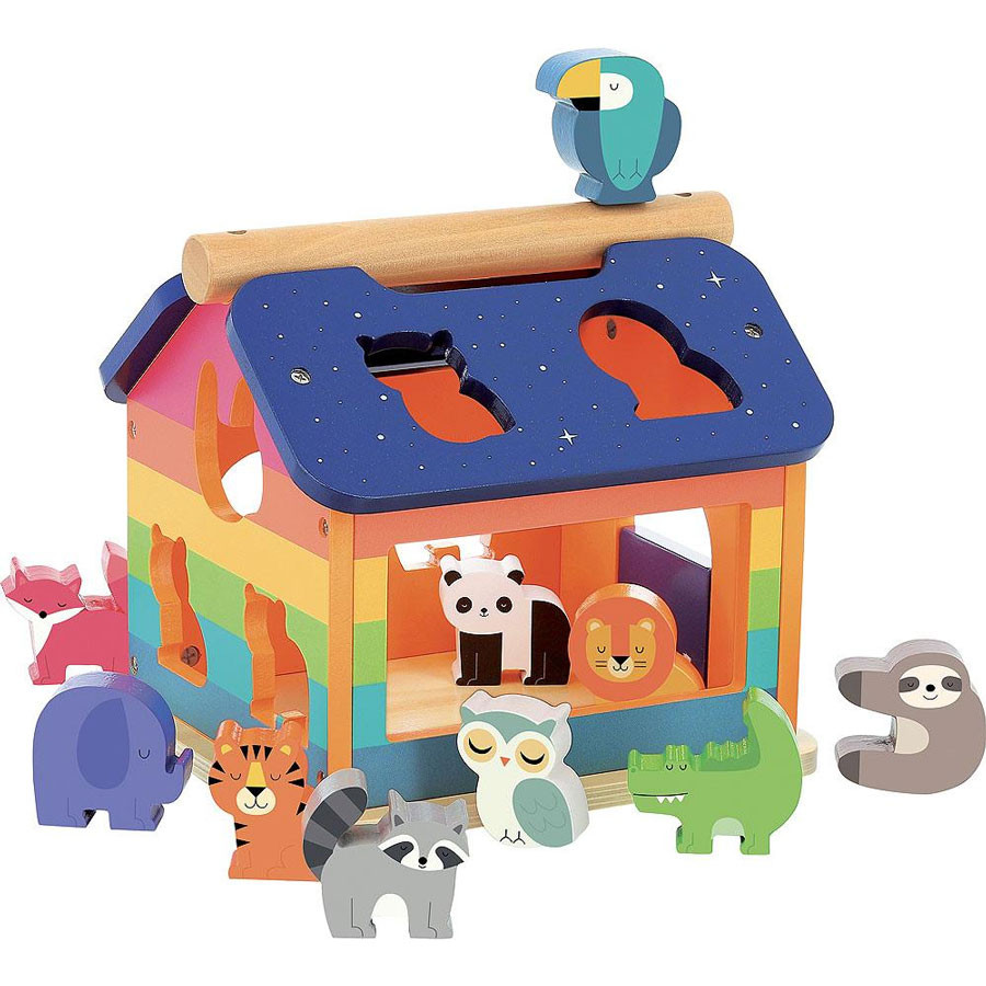 Vilac - Sortierspiel Haus mit Tieren aus Holz