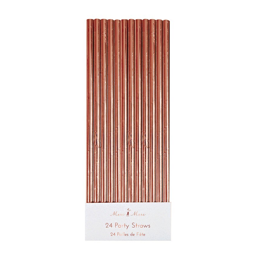 Meri Meri - 24 Papierstrohhalme Roségold