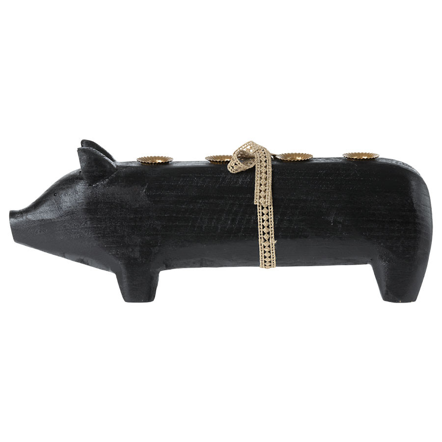 Maileg - Kerzenhalter Schwein Schwarz Groß