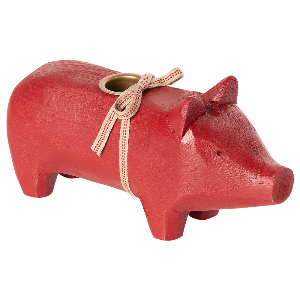 Maileg - Kerzenhalter Schwein Rot
