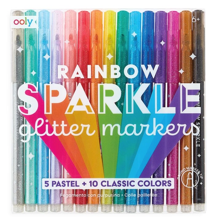 OOLY - 15 Regenbogen Glitzer Marker