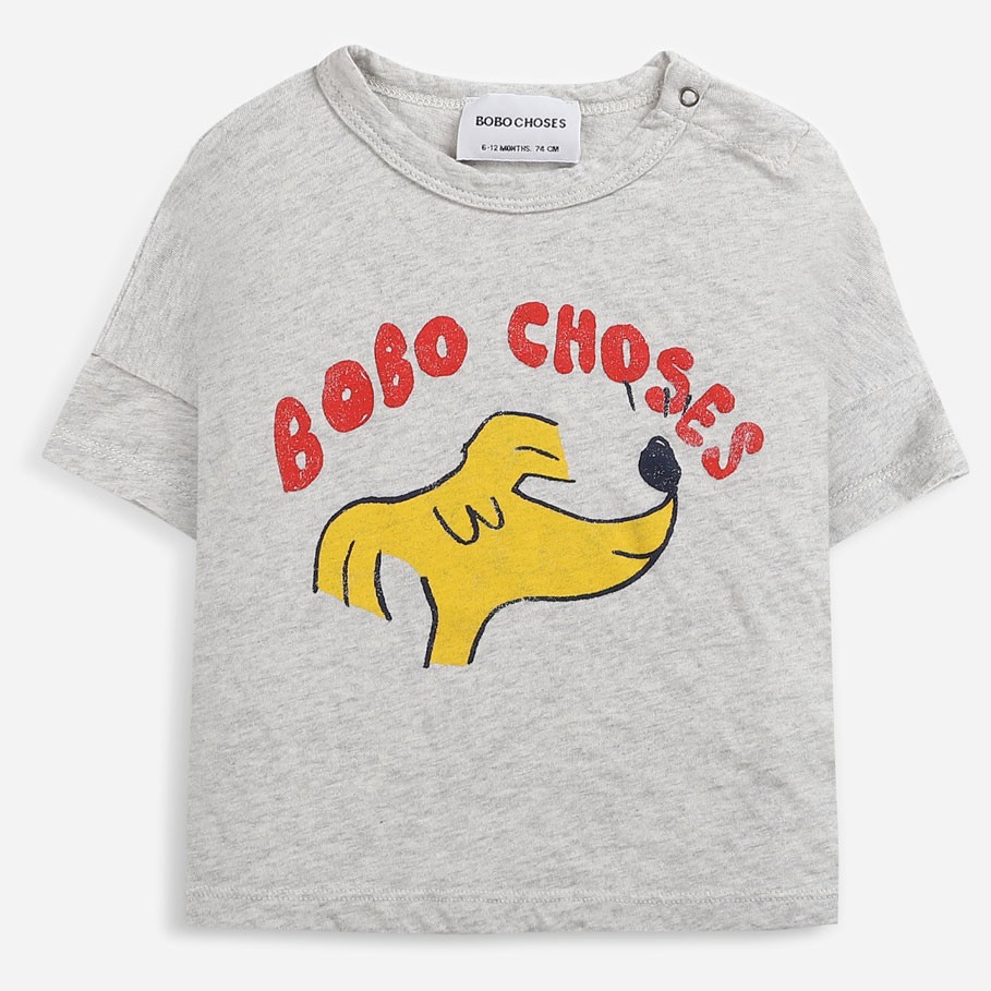 Bobo Choses - Baby T-Shirt "Sniffy Dog" Grau