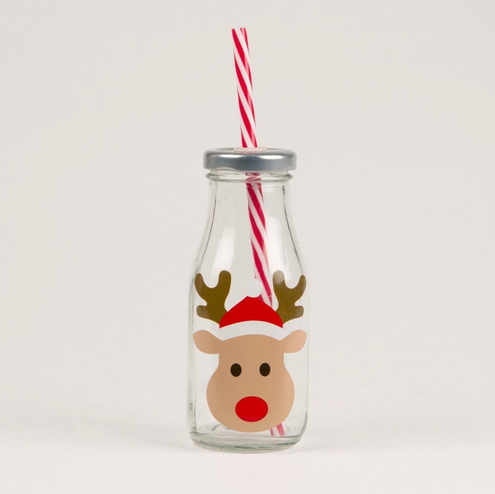 Sass & Belle - Milchflasche "Rentier" mit Strohhalm