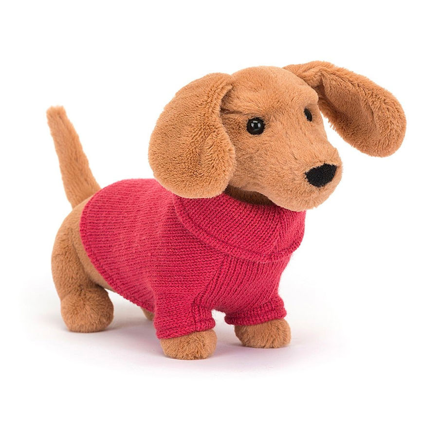 Jellycat - Dackel im Strickpullover - Pink