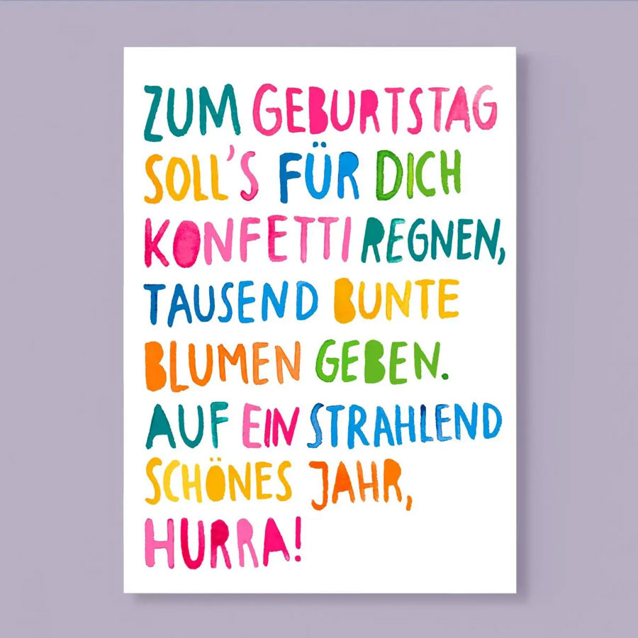 Postkarte zum Geburtstag "Konfetti"