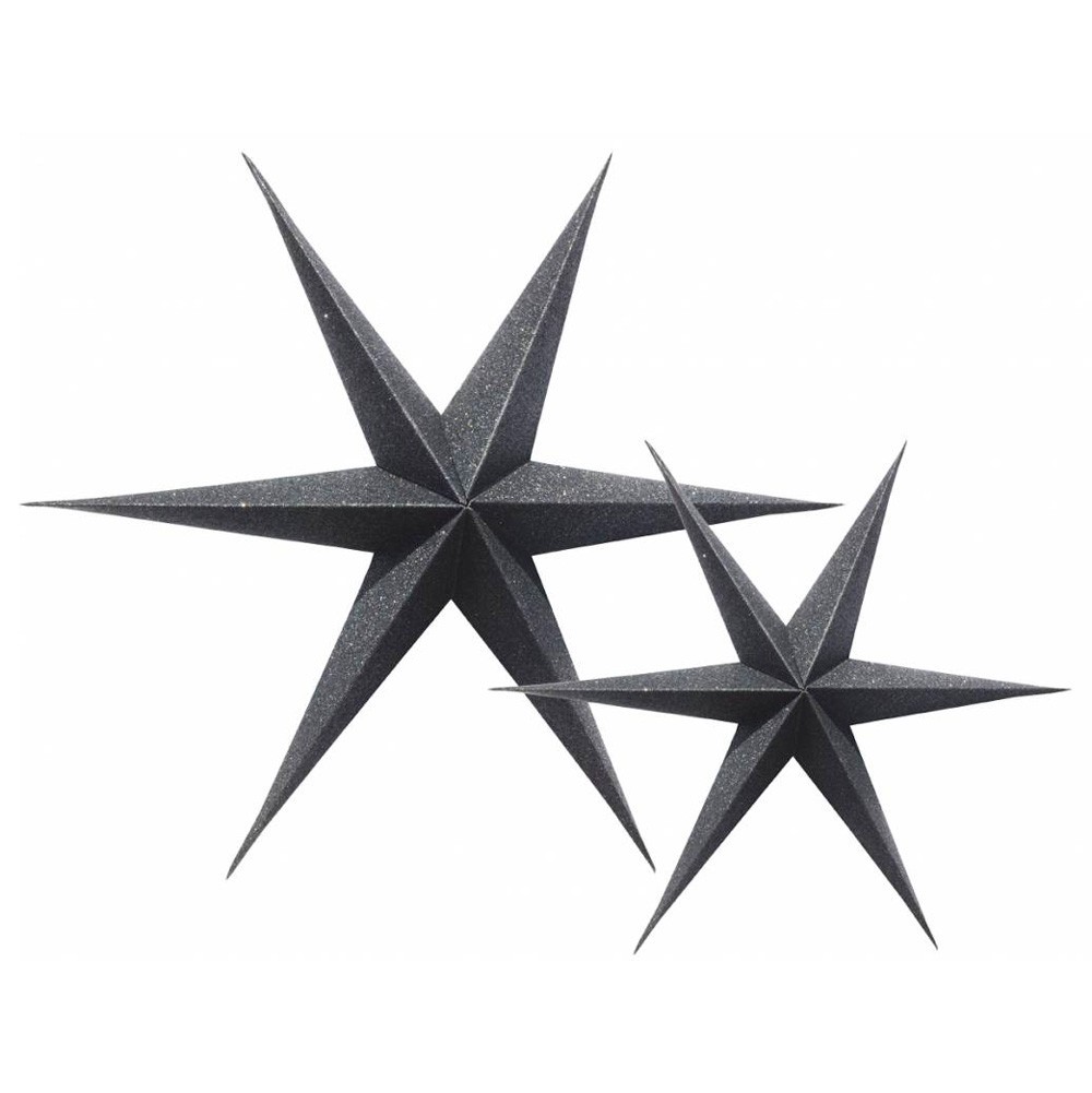 Delight Department - 2 Papiersterne Glitzer Schwarz