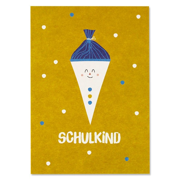 Ava & Yves - Postkarte "Schultüte" Gelb