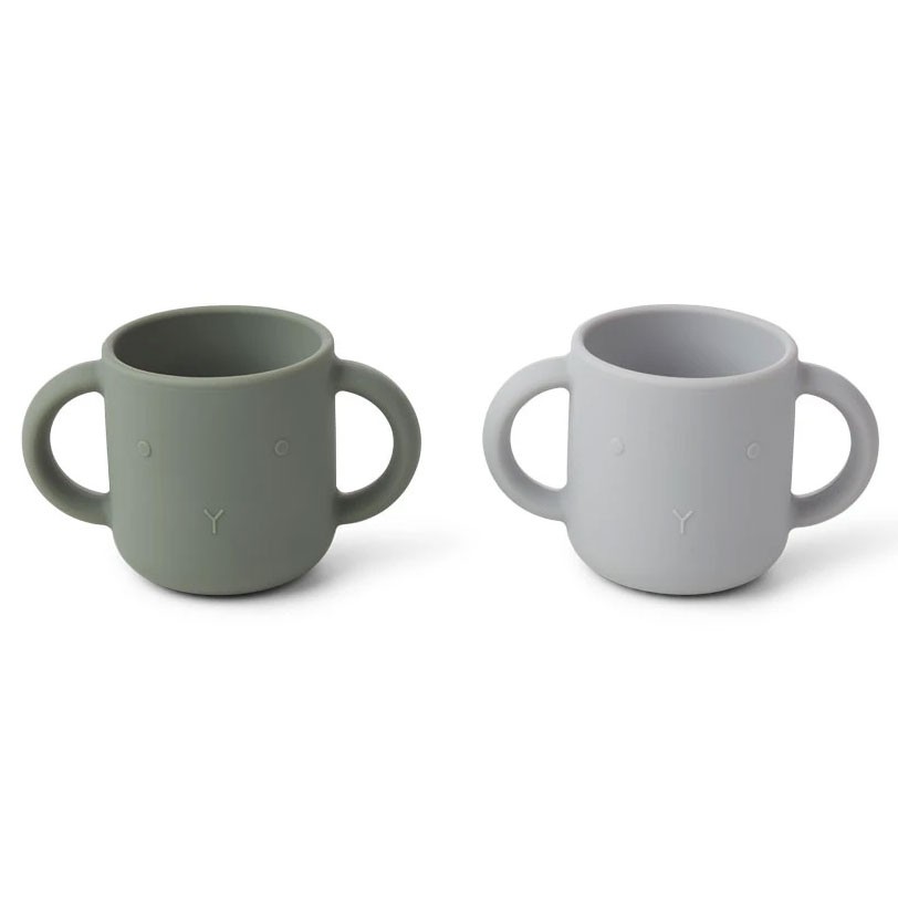 Liewood - 2 Trinkbecher aus Silikon Gene Rabbit Faune Green