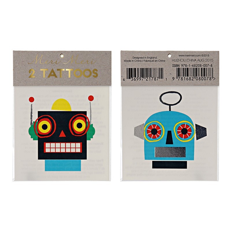 Meri Meri - 2 Kindertattoos Roboter