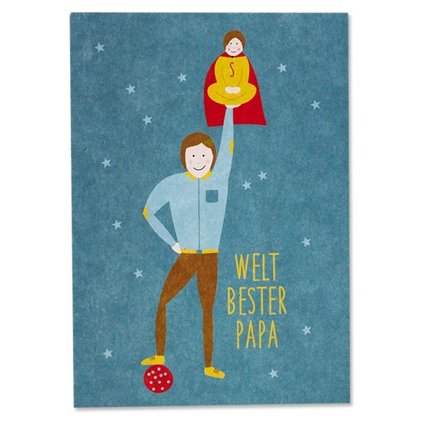 Ava & Yves - Postkarte "Weltbester Papa"