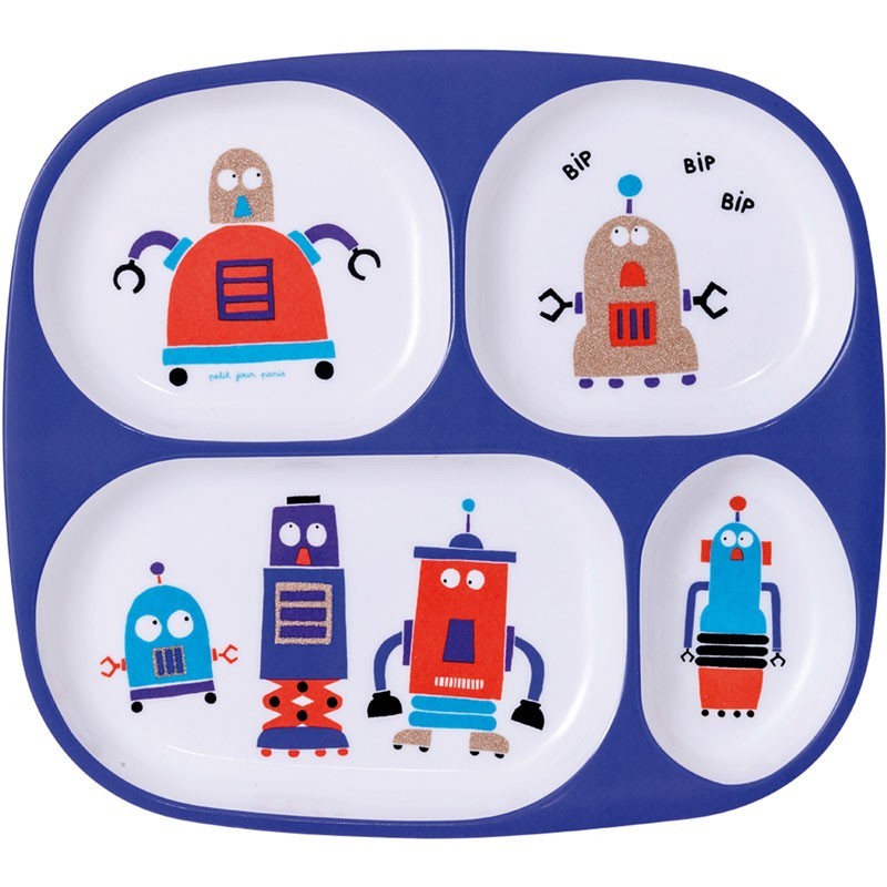 Petit Jour Paris - Kinderteller mit Fächern "Roboter"