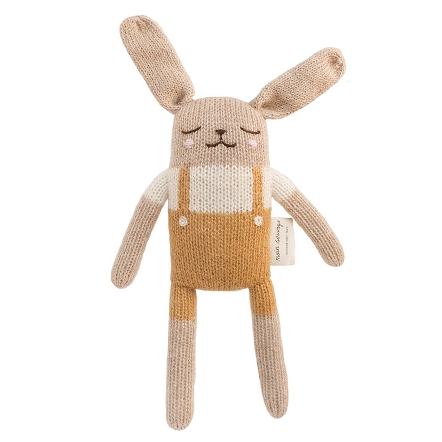 Main Sauvage - Kuscheltier Hase Overall Mustard