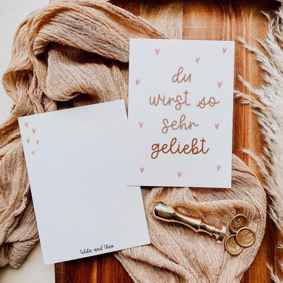 Postkarte - Du wirst so sehr geliebt - Rosa