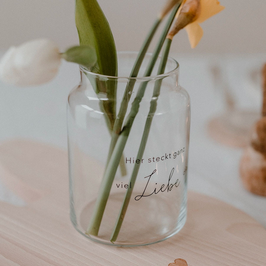 Eulenschnitt - Vase aus Glas - Ganz viel Liebe