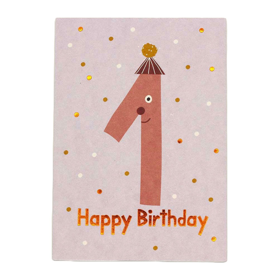 Ava & Yves - Postkarte Happy Birthday 1 - Flieder