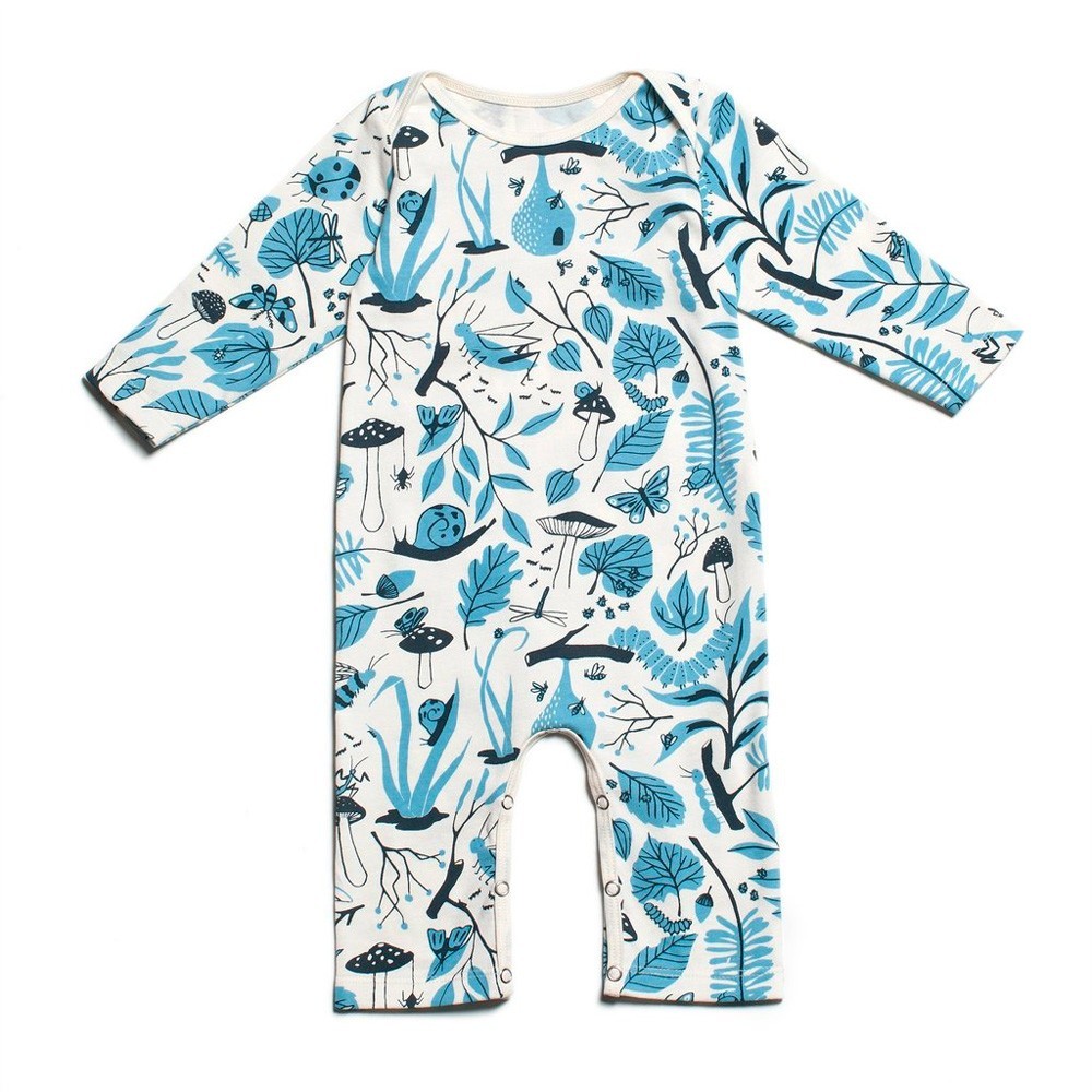Winter Water Factory - Long Romper "Leaves and Bugs"