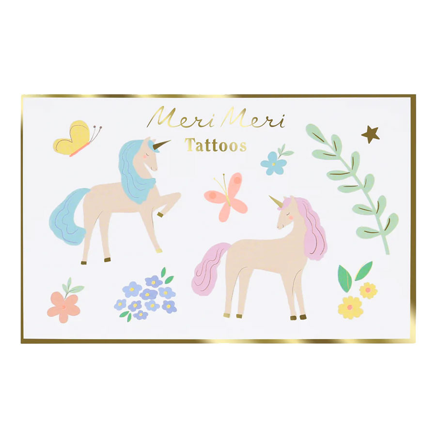 Meri Meri - Tattoo Set Einhorn - 2 Bögen