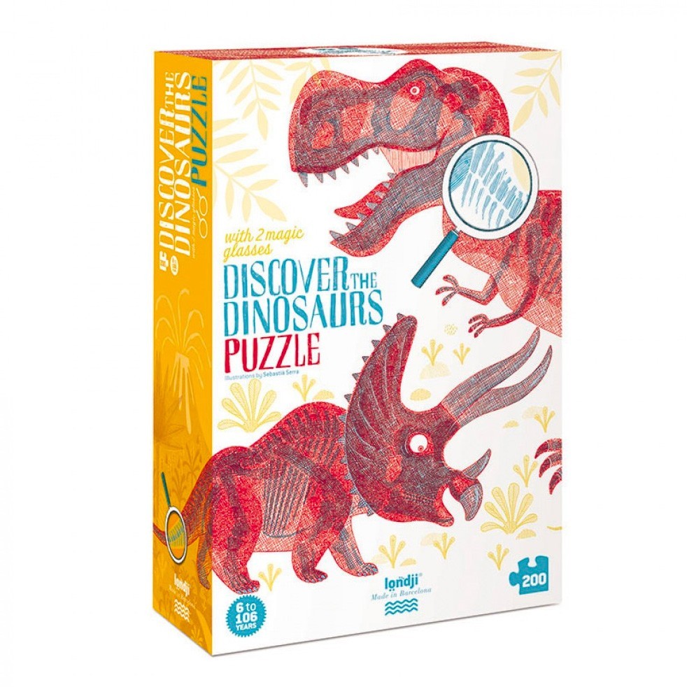 Londji - Discover the Dinosaurs Puzzle with Magnifying Glass