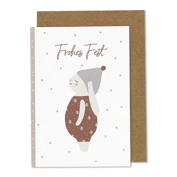Ava & Yves - Klappkarte Schneehase "Frohes Fest"