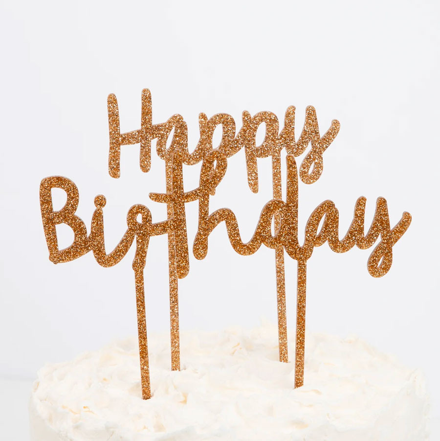 Meri Meri - Cake Topper "Happy Birthday" Gold Acryl