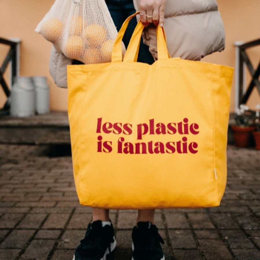 Tragetasche Less Plastic is Fantastic - Yellow