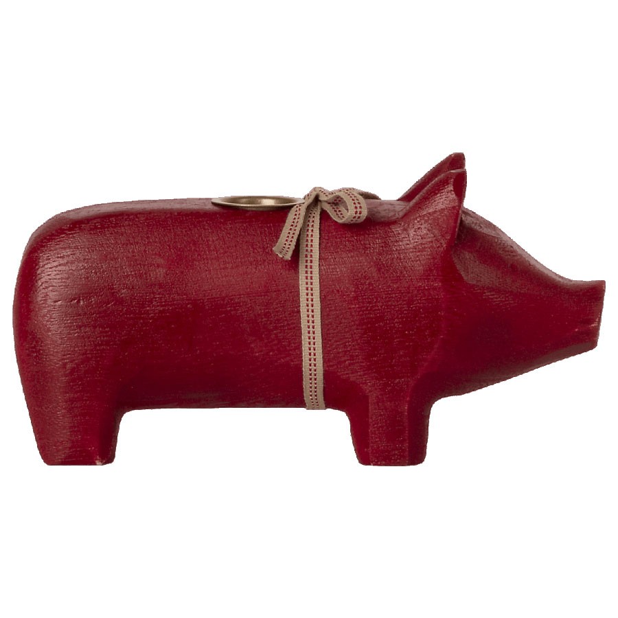 Maileg - Kerzenhalter Schwein Rot Medium 2021