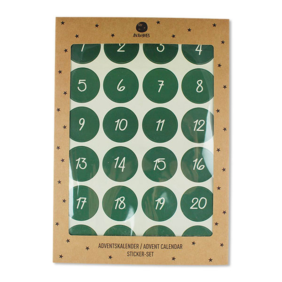 Ava & Yves - 24 Adventskalender Aufkleber Zahlen - Grün