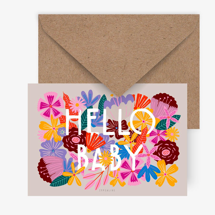 Postkarte mit Umschlag - Hello Baby