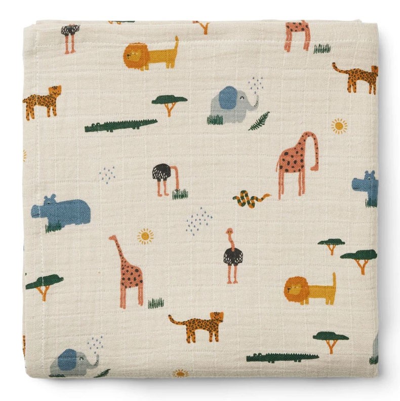 Liewood - Bio-Mulltuch Swaddle Ben Safari Mix 110cm