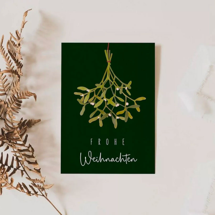 Weihnachtskarte - Mistelzweig - Frohe Weihnachten
