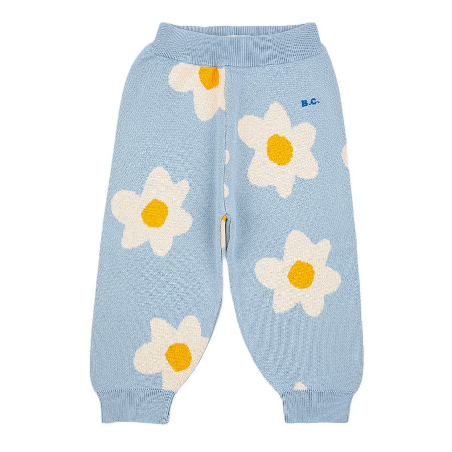 Bobo Choses - Baby Jogginghose Strick Blumen - Blau