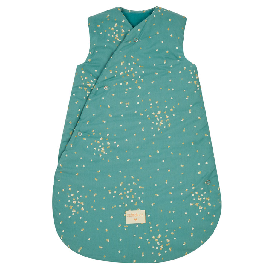 Nobodinoz - Babyschlafsack "Snowy Warm" Gold Confetti Magic Green