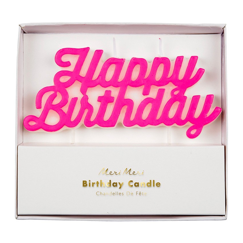 Meri Meri - Kerze "Happy Birthday" Neon Pink